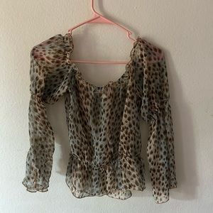 see through animal print long sleeve size M